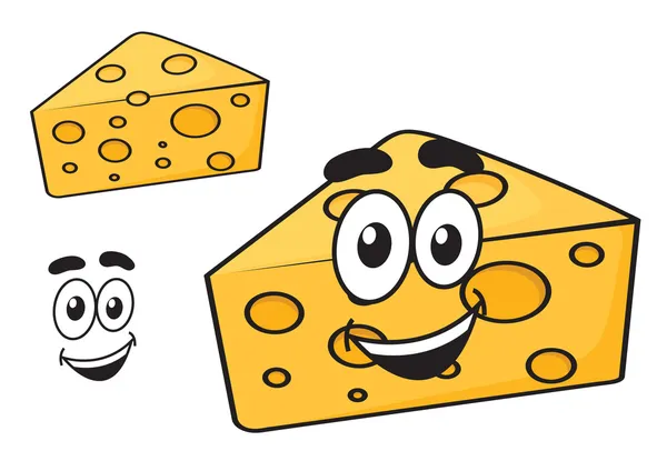 Sonriendo cuña feliz de dibujos animados de queso — Vector stock ... Sonriendo cuña feliz de dibujos animados de queso — Vector stock ...