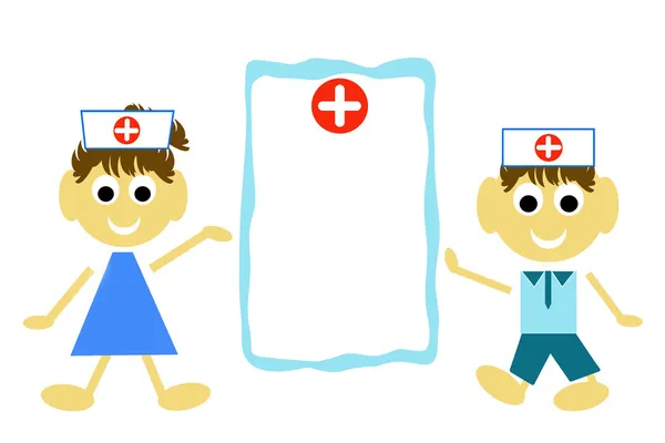 Sonriente seguro médico y enfermera. enfermera de dibujos animados ...
