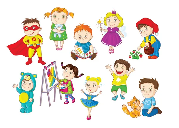Sonrientes y felices los niños realizando diferentes actividades ... Sonrientes y felices los niños realizando diferentes actividades ...