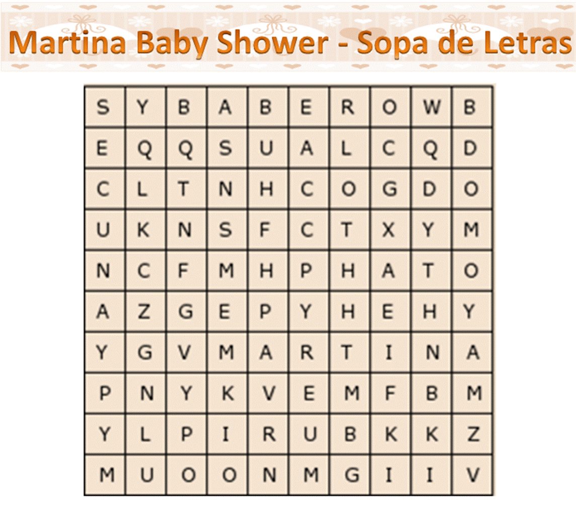 Sopa de letras para baby shower para niño - Imagui