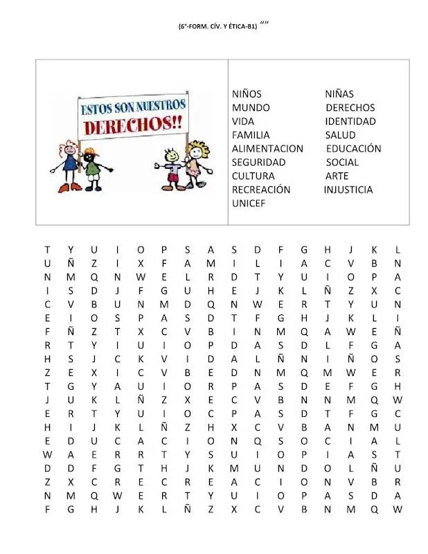 Sopa de letras de los derechos de los niño - Imagui Sopa de letras de los derechos de los niño - Imagui