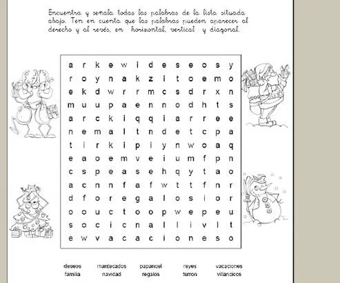 Sopa de letras dificil - Imagui