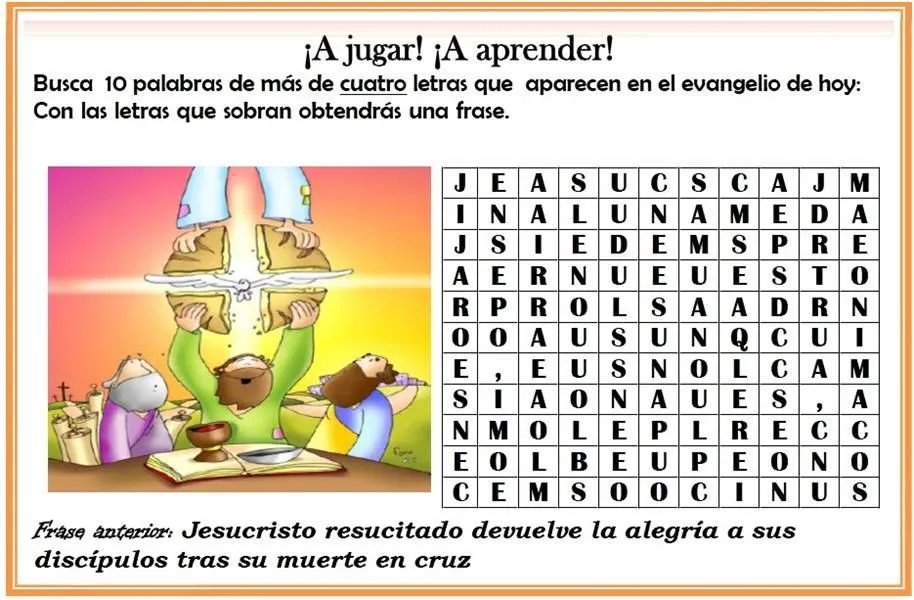 SOPA DE LETRAS PARA EL EVANGELIO DEL DOMINGO | Catequesis de Cádiz ...