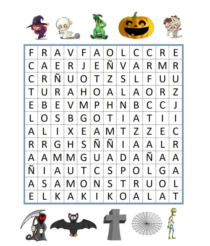 SOPA DE LETRAS DE HALLOWEEN - CuentosyRecetas SOPA DE LETRAS DE HALLOWEEN - CuentosyRecetas