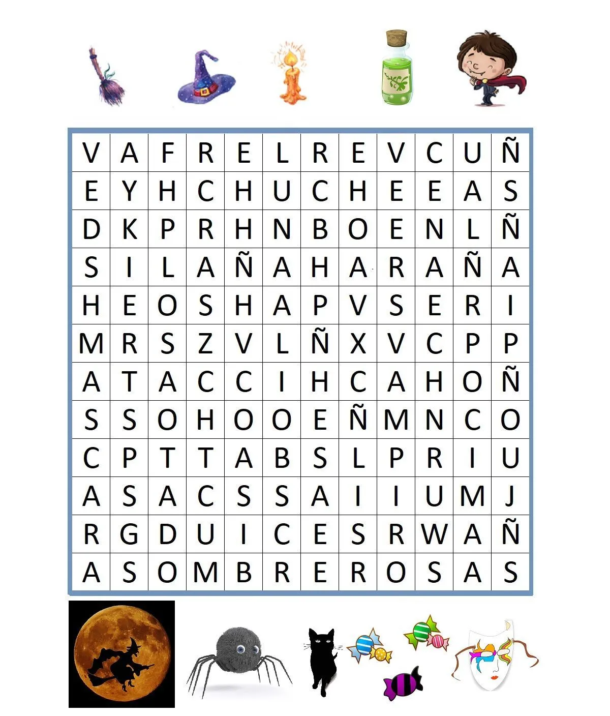 SOPA DE LETRAS DE HALLOWEEN - CuentosyRecetas SOPA DE LETRAS DE HALLOWEEN - CuentosyRecetas