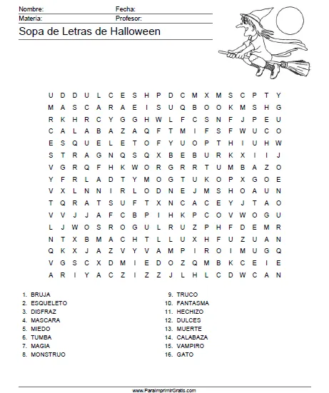 Sopa de Letras de Halloween - Para Imprimir Gratis ... Sopa de Letras de Halloween - Para Imprimir Gratis ...