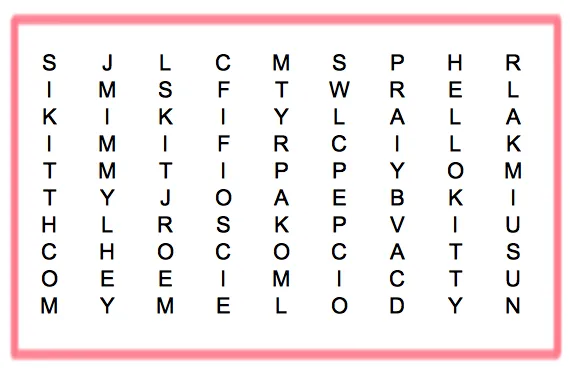 Sopa de Letras Hello Kitty : Locos por Hello Kitty