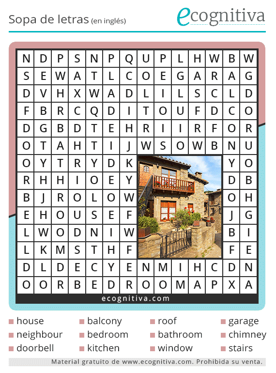 Sopa de Letras en Inglés - Word Search para Imprimir PDF