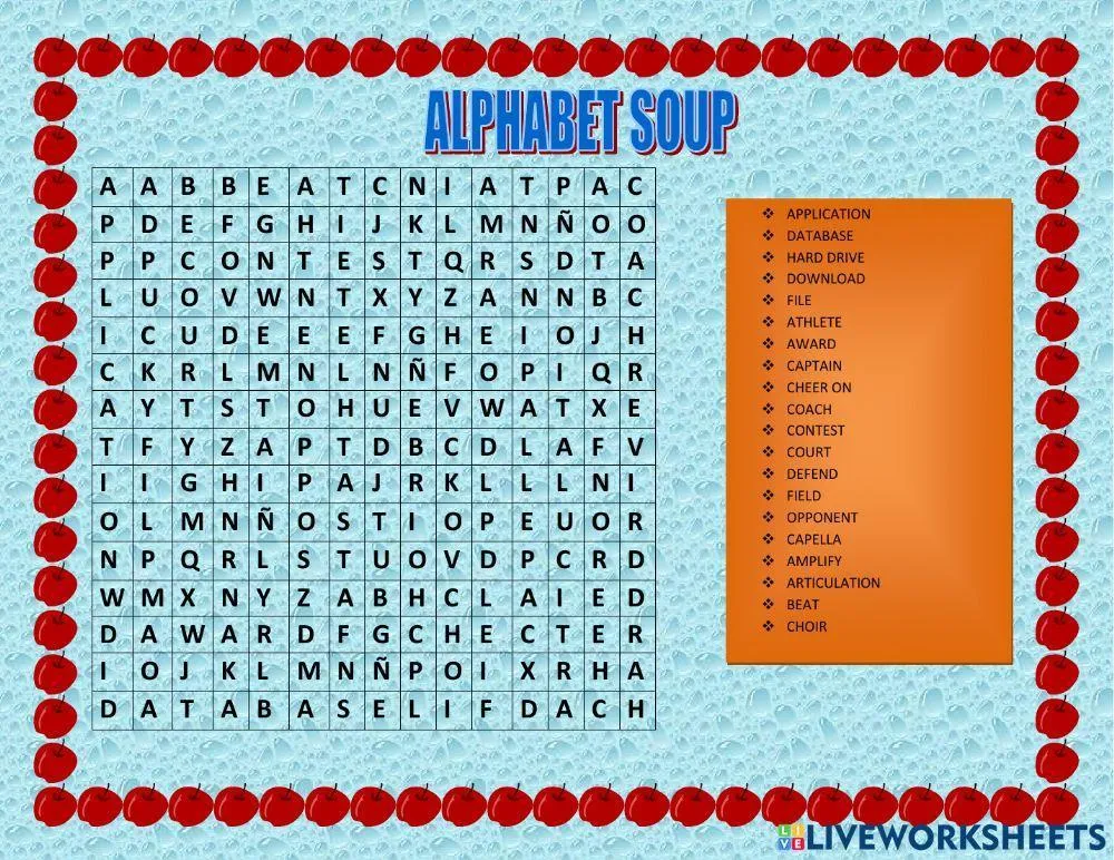 Sopa de letras de inglés -) worksheet | Live Worksheets