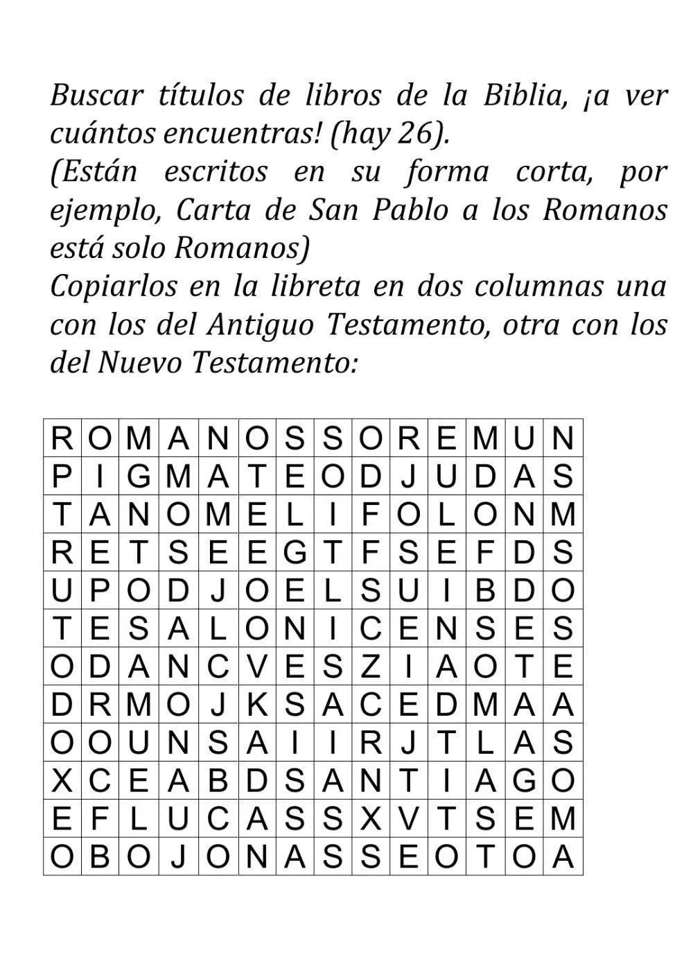 Sopa de letras libros de la biblia worksheet | Live Worksheets Sopa de letras libros de la biblia worksheet | Live Worksheets