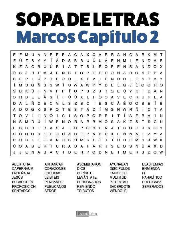Sopa de Letras: Marcos Capítulo 2 | Sopa de letras, Sopas de letras para imprimir gratis, Lecciones de la escuela dominical Sopa de Letras: Marcos Capítulo 2 | Sopa de letras, Sopas de letras para imprimir gratis, Lecciones de la escuela dominical