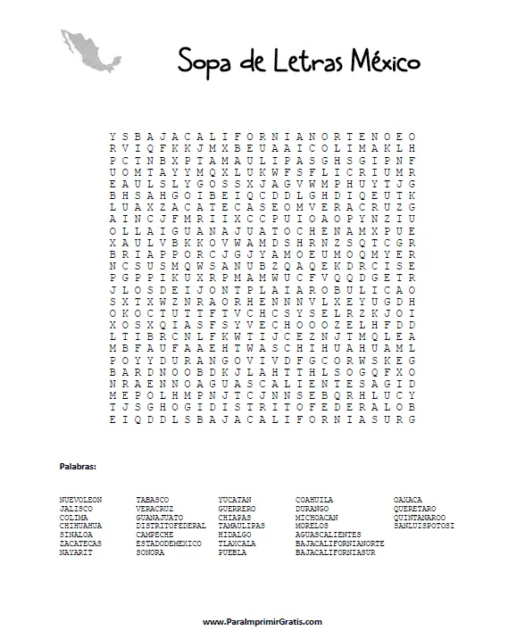Sopa de Letras México - Para Imprimir Gratis - ParaImprimirGratis. Sopa de Letras México - Para Imprimir Gratis - ParaImprimirGratis.