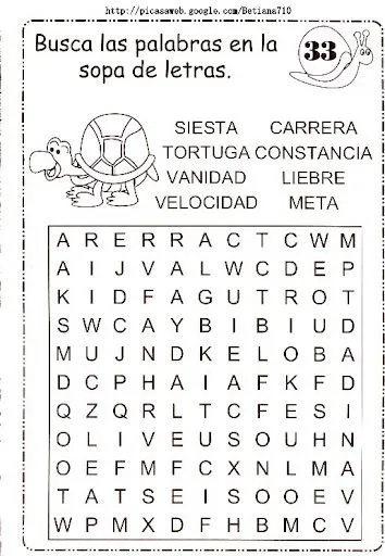 SOPA DE LETRAS PARA NIÑOS