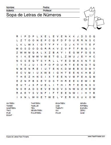 Sopa de Letras de Números | Ideas para el hogar | Pinterest
