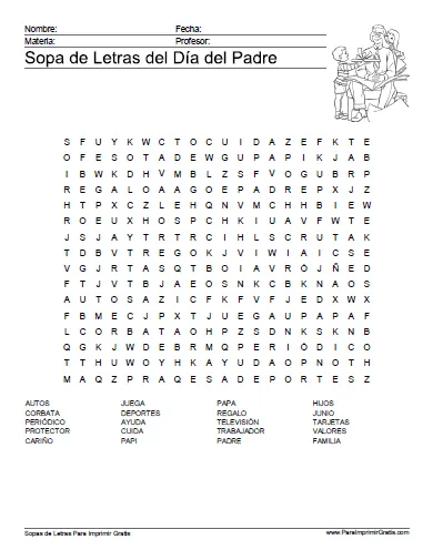 Sopa de Letras Día del Padre - Para Imprimir Gratis ... Sopa de Letras Día del Padre - Para Imprimir Gratis ...