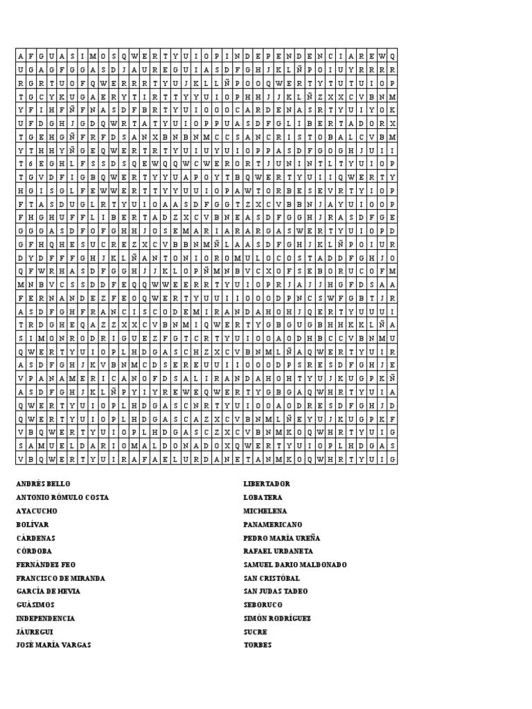 Sopa de Letras | PDF | America latina | Venezuela Sopa de Letras | PDF | America latina | Venezuela
