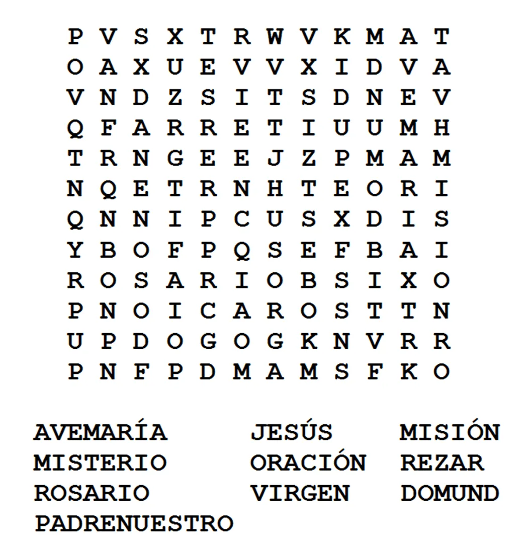sopa de letras | Religión - Los Adiles