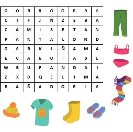 Sopa de letras : La ropa. | lecto-escritura | Pinterest Sopa de letras : La ropa. | lecto-escritura | Pinterest