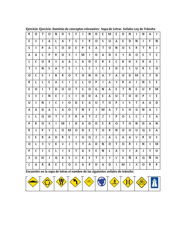 Sopa de Letras - Señales de Transito | PDF