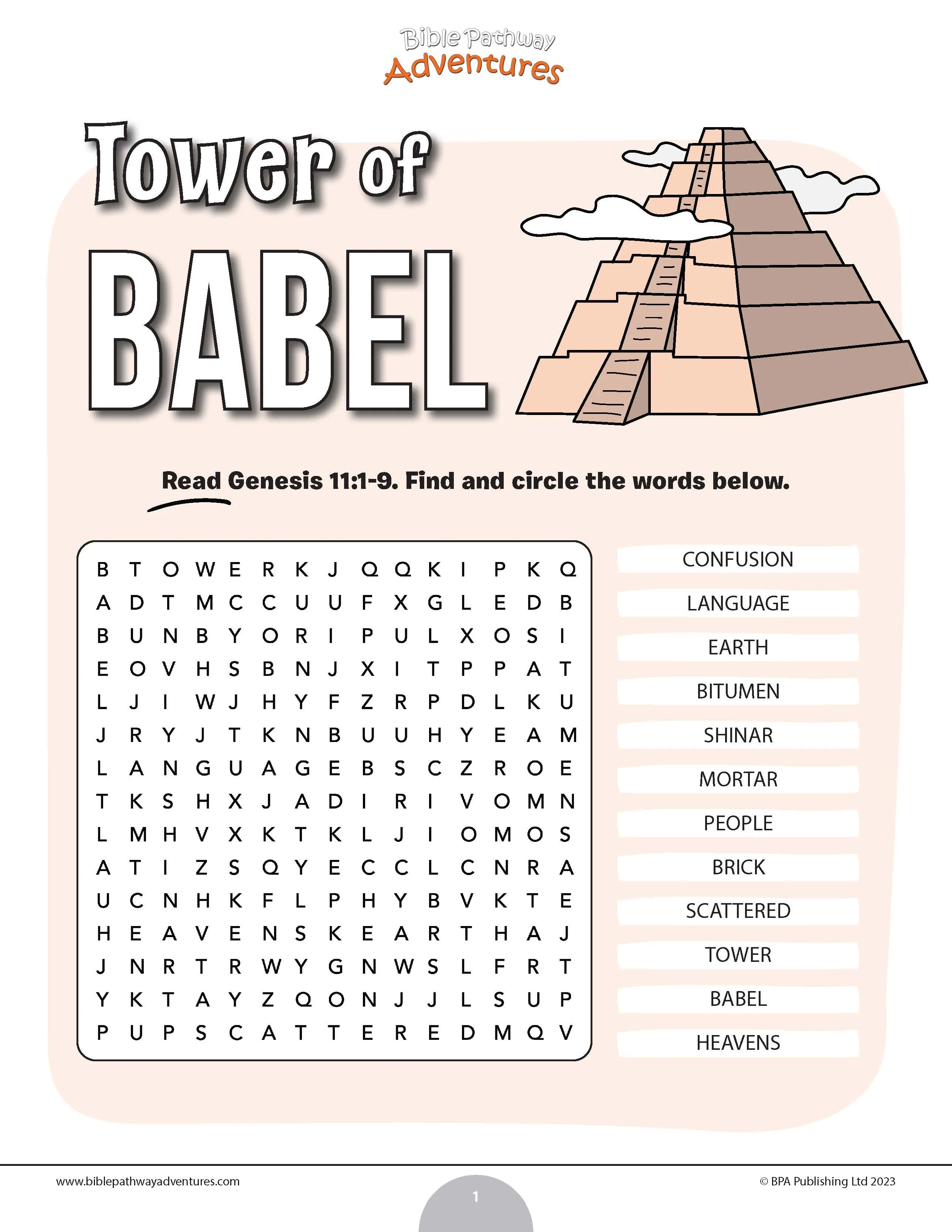 sopa de letras torre de babel – Bible Pathway Adventures