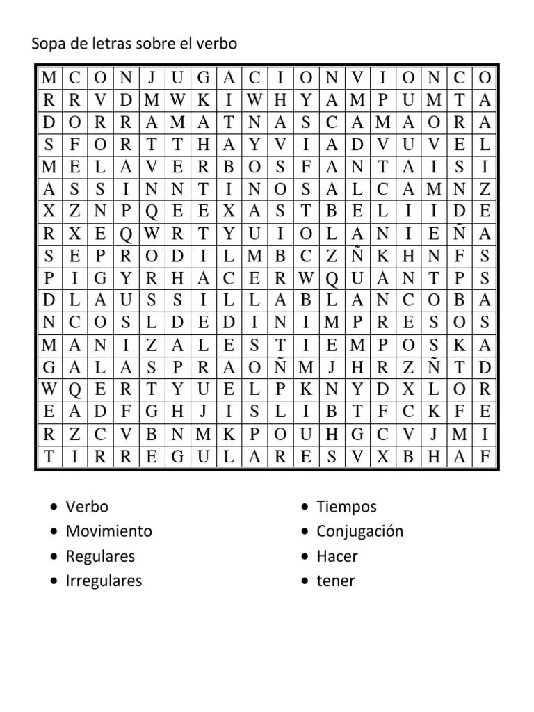 Sopa de Letras Sobre El Verbo | PDF