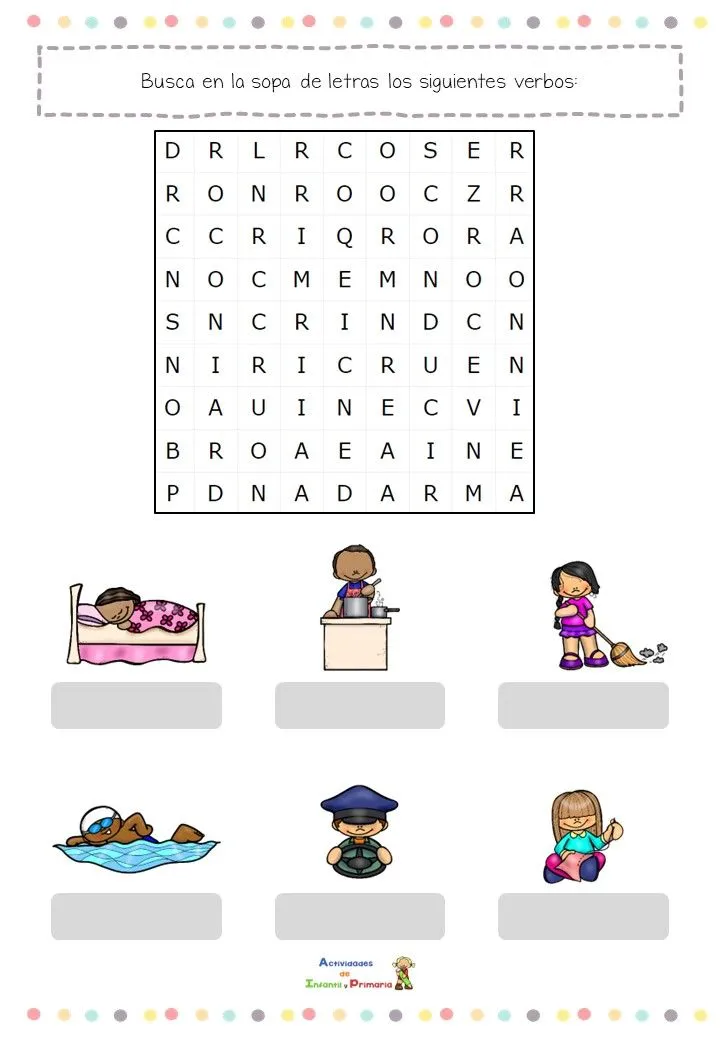 Sopa de letras: Encuentra los verbos