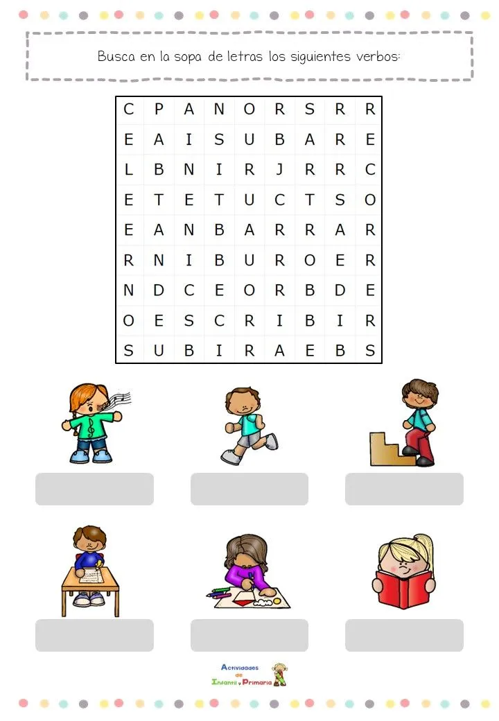 Sopa de letras: Encuentra los verbos