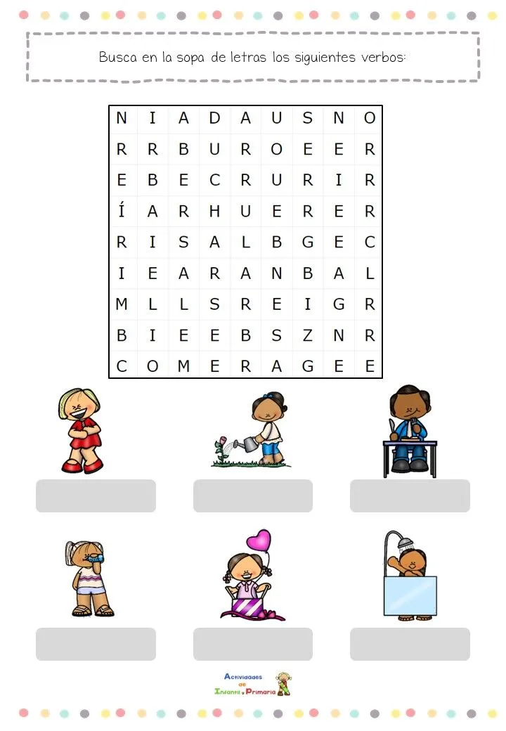 Sopa de letras: Encuentra los verbos