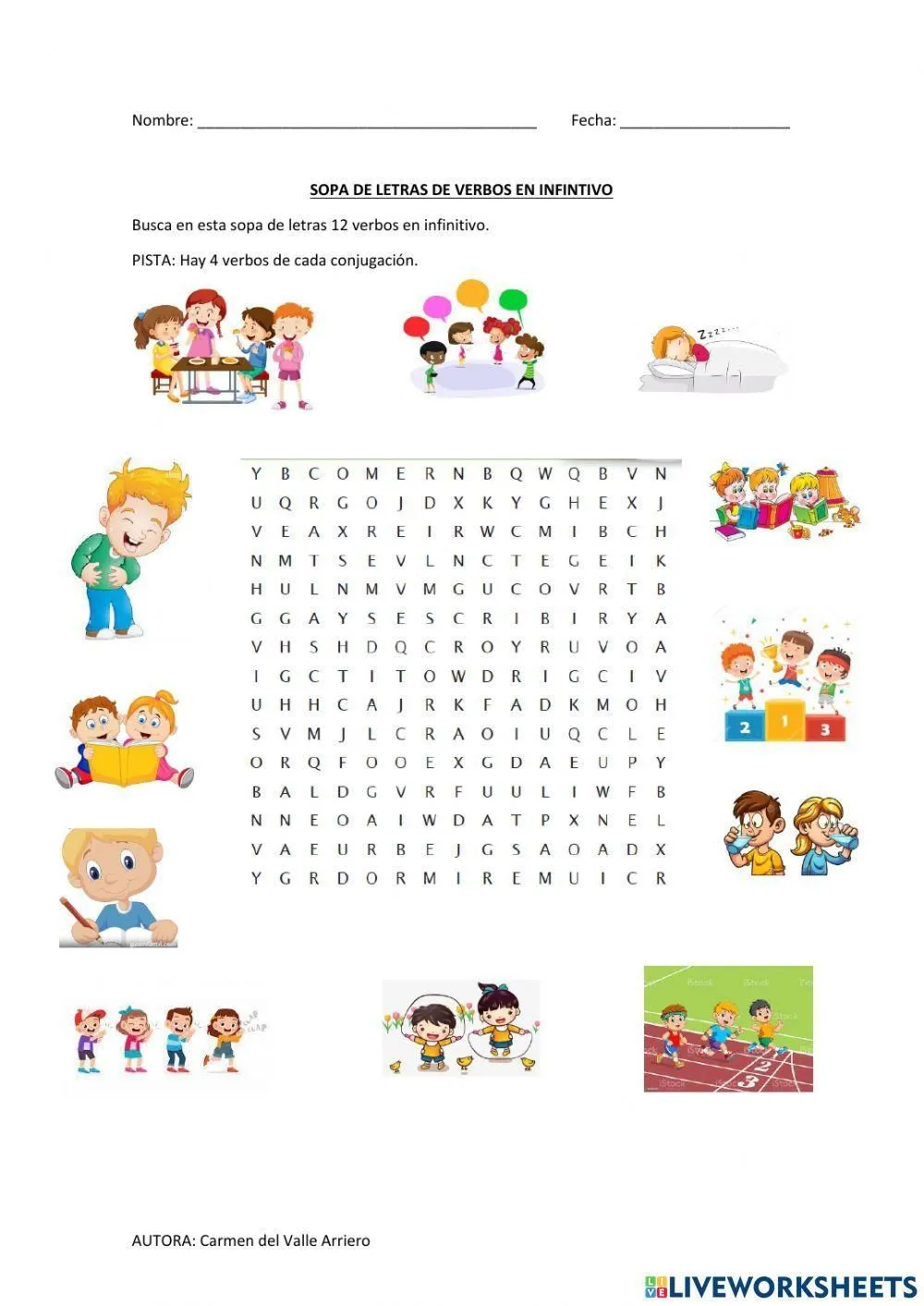 Sopa de letras de verbos en infinitivo worksheet | Live Worksheets