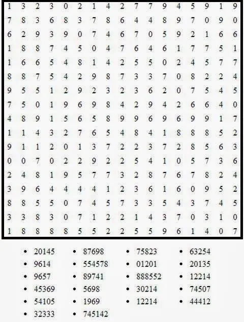 Sopa de letras en numeros - Imagui