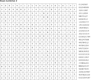 Pasatiempos para Imprimir: Sopa numérica nº 3