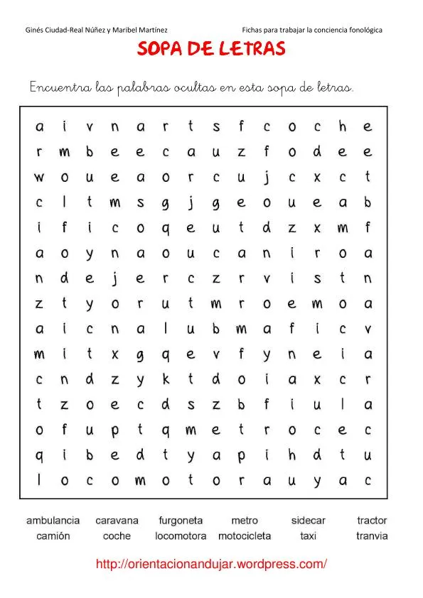 Sopas de letras formas gramaticales