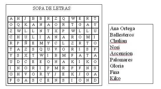 SOPAS DE LETRAS EN INGles - Imagui