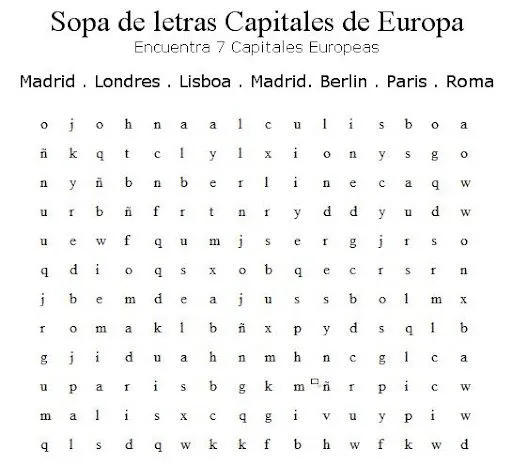 SOPAS DE LETRAS PARA NIÑOS