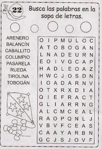 SOPAS DE LETRAS PASATIEMPOS PARA NIÑOS