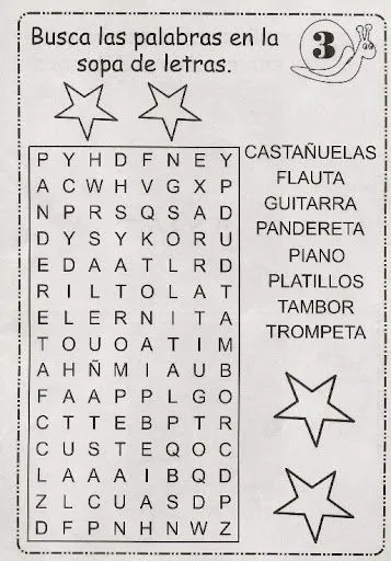 SOPAS DE LETRAS PASATIEMPOS PARA NIÑOS