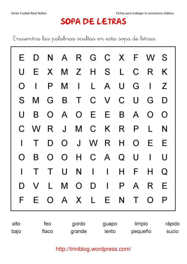 sopas de letras | Triniblog