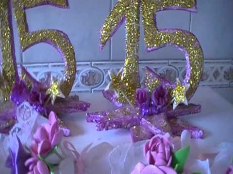 Souvenirs de 15 años y adornos de mesa - YouTube