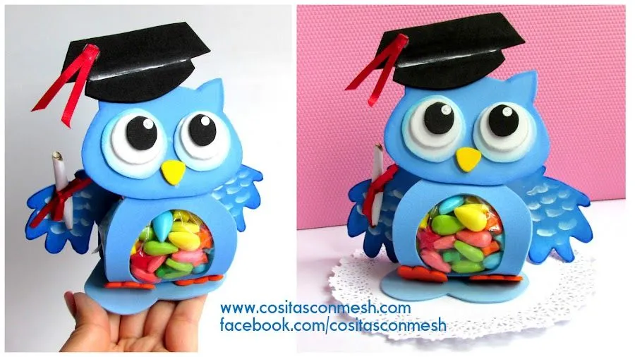 Souvenirs de buhitos en foami para fiesta de graduación | Manualidades Souvenirs de buhitos en foami para fiesta de graduación | Manualidades