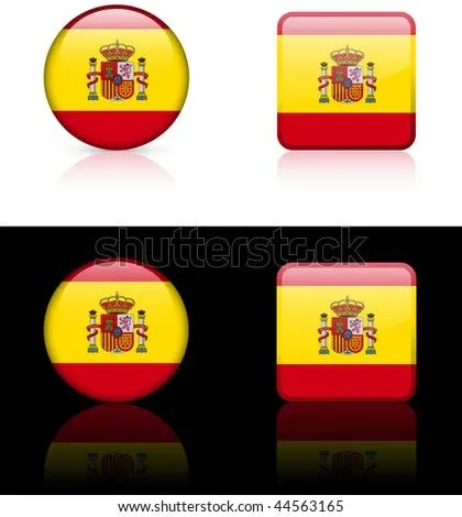 Spain Flag Buttons On White And Black Background Original Vector ...