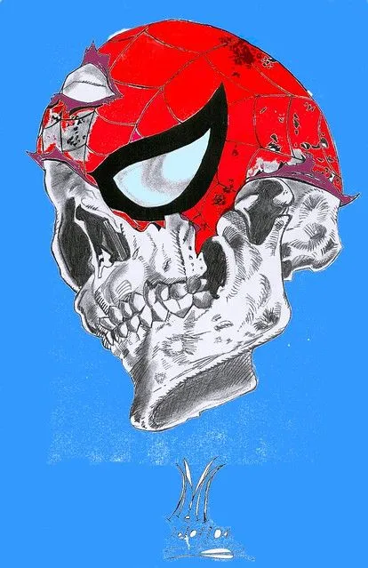 spider craneo este dibujo lo hice a lapiz y le di color a la mascara ...