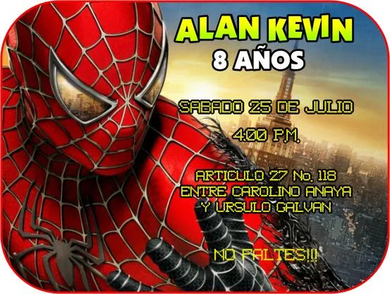 Invitación de cumpleaños de spiderman - Imagui