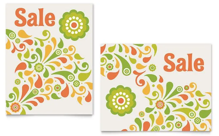 Spring Color Floral Sale Poster Template - Word & Publisher