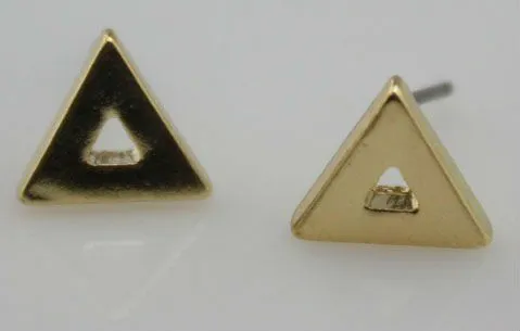 St x triángulo doble stud en color dorado!! En hueco en forma de ...