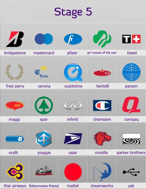 Stage 5 | Logo Quiz Full Answers. App by Meeyo for Android