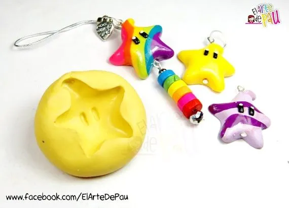 STAR MARIO BROS Flexible silicone mold 26mm/Molde by ElArtedePAU