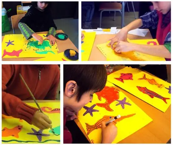 Stencil para niños en el taller de grabado | Manualidades ...