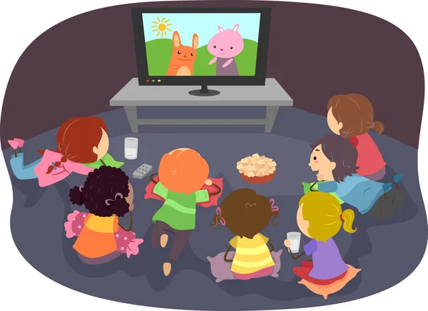 Stickman niños viendo dibujos animados — Foto stock © lenmdp #32058315 Stickman niños viendo dibujos animados — Foto stock © lenmdp #32058315