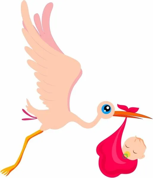 Stork And Baby Free vector in Adobe Illustrator ai ( .AI ...