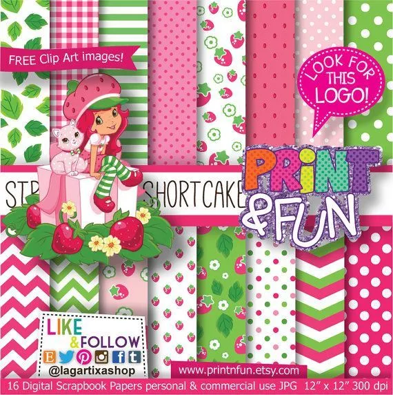 STRAWBERRIES, Digital Paper, Background, clip art, png, girly ... STRAWBERRIES, Digital Paper, Background, clip art, png, girly ...